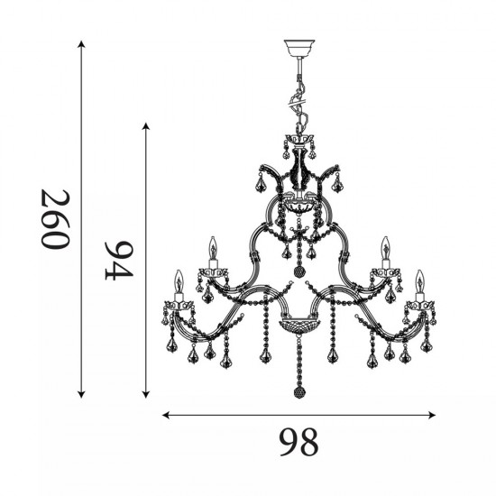 Searchlight chandelier Marie Therese,18x60WxE14, 1214-18