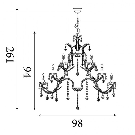 Searchlight chandelier Marie Therese, 30x60WxE14, 3314-30