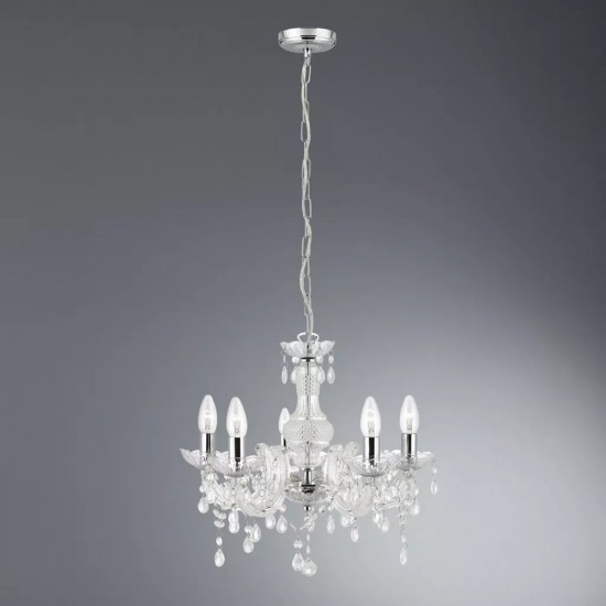 Searchlight chandelier Marie Therese, 5x60WxE14, 1455-5CL
