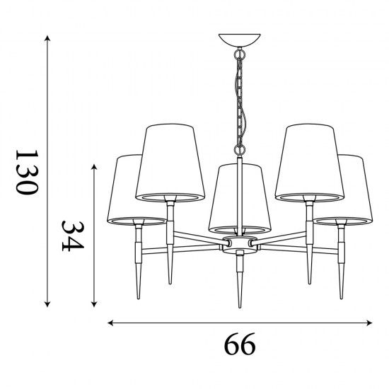 Searchlight chandelier Gothic,5x60WxE14, 30690-5BK