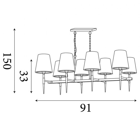 Searchlight chandelier Gothic, 8x60WxE14, 30690-8BK