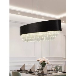 Searchlight chandelier Glamour balck velvet and clear crystals, 8x33WxG9, 50818-8BK