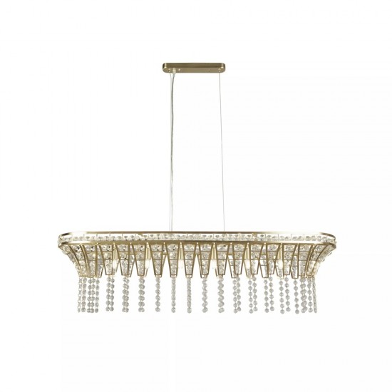 Searchlight chandelier Gemma Satin Brass and Clear Crystal, 8x33WxG9, 68510-8SB