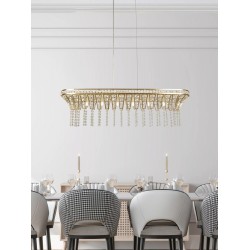 Searchlight chandelier Gemma Satin Brass and Clear Crystal, 8x33WxG9, 68510-8SB
