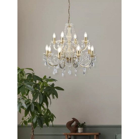 Searchlight chandelier Marie Therese, 12x60WxE14, 699-12