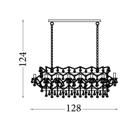 Searchlight chandelier Florence Chrome Metal and Clear Crystal, 14x60WxE14, 80614-14CC