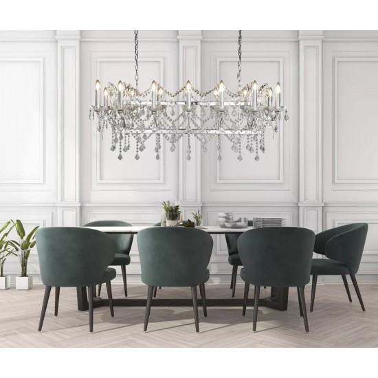 Searchlight chandelier Florence Chrome Metal and Clear Crystal, 14x60WxE14, 80614-14CC