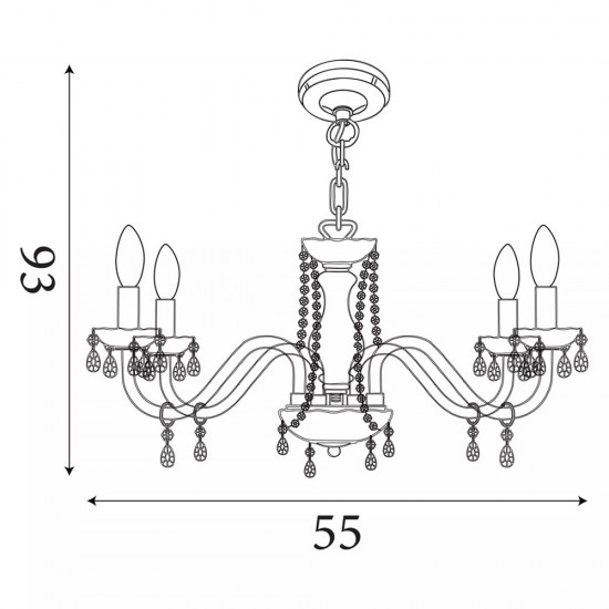 Searchlight chandelier Marie Therese, 5x40WxE14, 8695-5GY