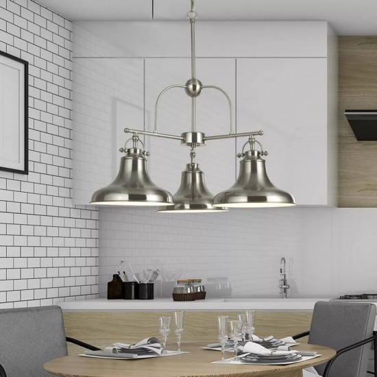 Searchlight pendant lamp Dallas, 3x60WxE27, 3183-3SS
