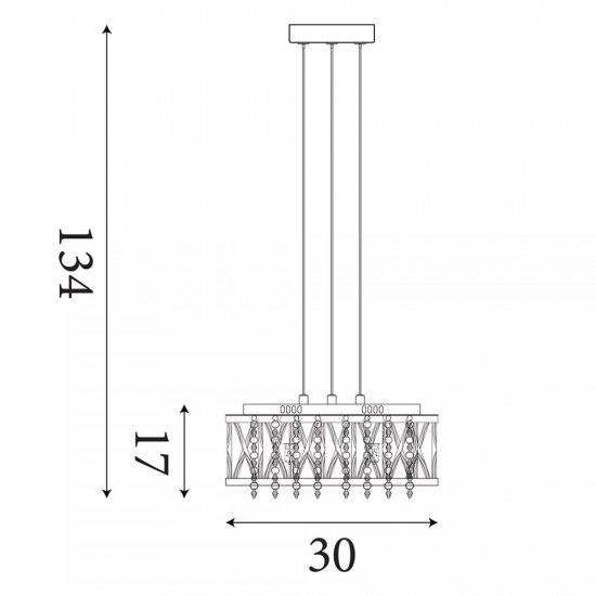 Searchlight pendant lamp Elise, 3x33WxG9, 8333-3CC