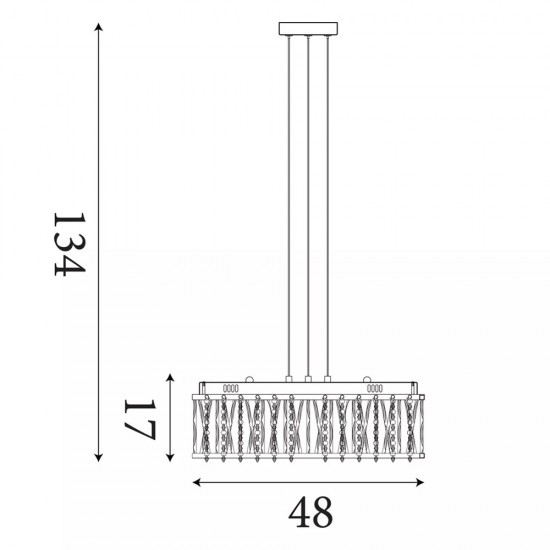 Searchlight pendant lamp Elise, 7x33WxG9, chrome, 8337-7CC