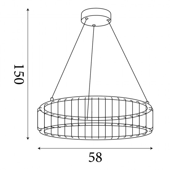 Searchlight pendant lamp Circolo, 46.4W LED, 54214-1BK