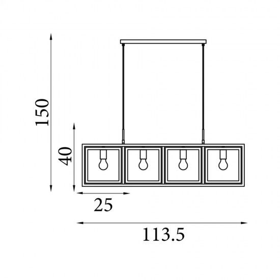 Searchlight adjustable pendant lamp 4x60WxE27, black PLAZA 4LT,  23203-4BK