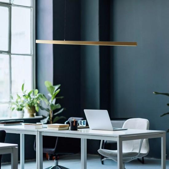 Searchlight pendant lamp Layla with gesture control, LED, 29W, gold 30228GO