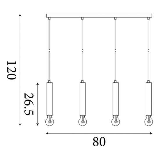 Searchlight pendant lamp Dulwich, 4x60WxE27, 35720-4BK
