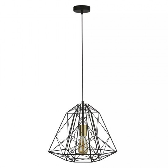 Searchlight pendant lamp Geometric Cage, 1x60WxE27, 7271BK