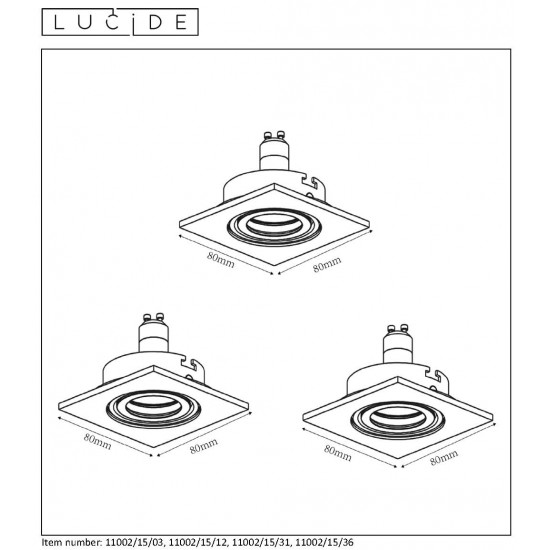 Lucide recessed spotlight FOCUS, 11002/15/12