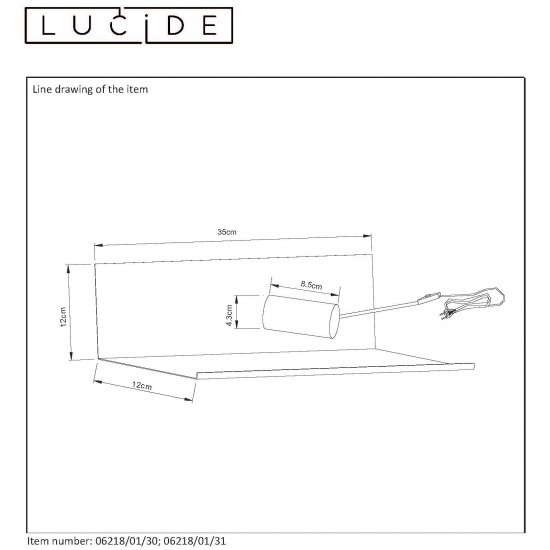 Lucide wall lamp SEBO, 06218/01/30