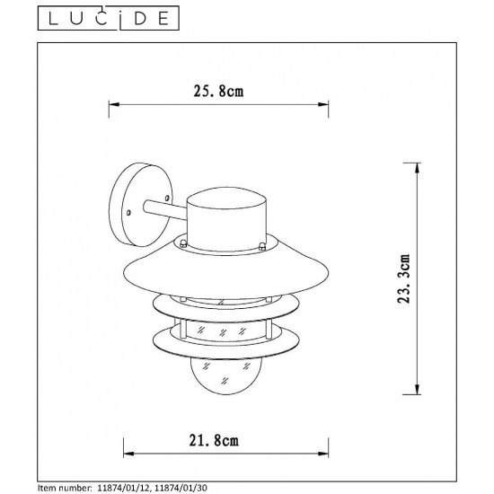 Lucide outdoor wall light Zico 11874/01/30