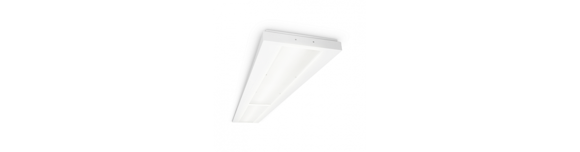 Surface-mounted, ceiling light fixtures